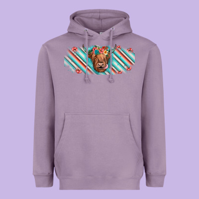 Cow Floral Heavyweight Hoodie Designed By Jahusdesignshop