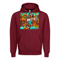 Burgundy pumpkin nurse with sunflower Zipper Hoodie - AdoDesignShop