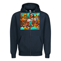 Navy pumpkin nurse with sunflower Zipper Hoodie - AdoDesignShop