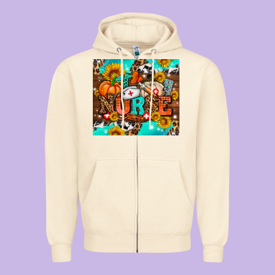 Pumpkin Nurse With Sunflower Zipper Hoodie Designed By Adodesignshop
