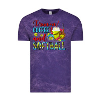 Cloud Purple I Run On Coffee And Softball Frappe Vintage Tee - FaDigitalArtStudio