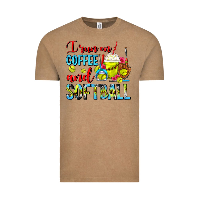 I Run On Coffee And Softball Frappe Vintage Tee by FaDigitalArtStudio | Teevron