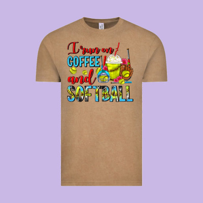 I Run On Coffee And Softball Frappe Vintage Tee Designed By Fadigitalartstudio