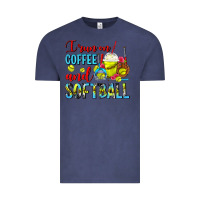 Vintage Denim I Run On Coffee And Softball Frappe Vintage Tee - FaDigitalArtStudio