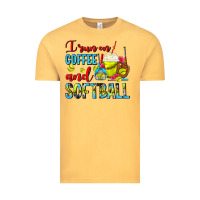 Vintage Mustard I Run On Coffee And Softball Frappe Vintage Tee - FaDigitalArtStudio