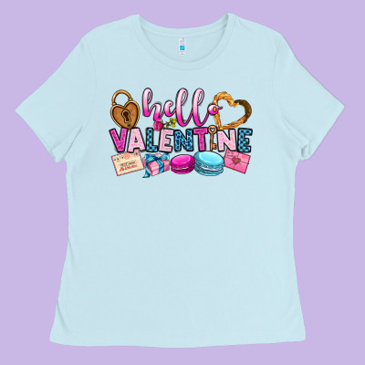 Hello Valentine Ladies Tee Designed By Oliviacreatesart