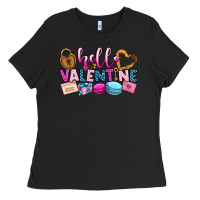 Black hello valentine Ladies Tee - OliviaCreatesArt