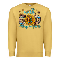 Antique Gold with god all things are possible matthew 19 26 Premium Sweatshirt - JahusDesignShop
