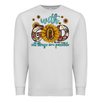 Dove Grey with god all things are possible matthew 19 26 Premium Sweatshirt - JahusDesignShop