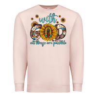 Pale Pink with god all things are possible matthew 19 26 Premium Sweatshirt - JahusDesignShop