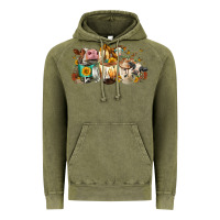Vintage Olive Cows and coffee Vintage Hoodie - FaDigitalArtStudio