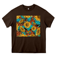 Chocolate Brown rustic sunflowers Heavy Core Tee - TumblerDesignByShophia