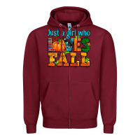 Burgundy just a girl who loves fall Zipper Hoodie - AdoDesignShop