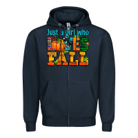 Navy just a girl who loves fall Zipper Hoodie - AdoDesignShop