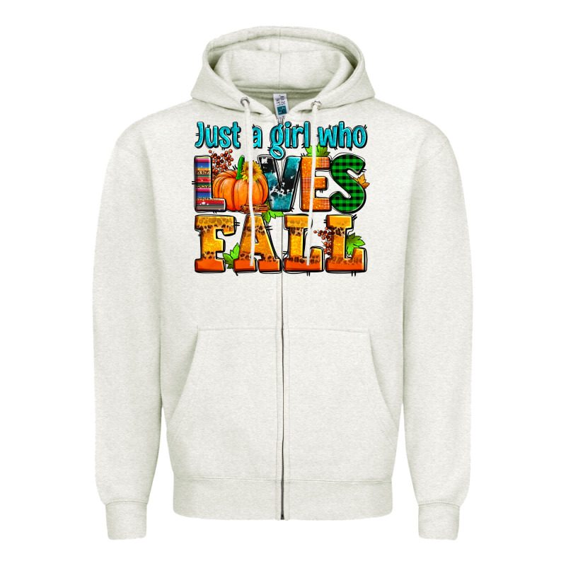 Just A Girl Who Loves Fall Zipper Hoodie by AdoDesignShop | Teevron