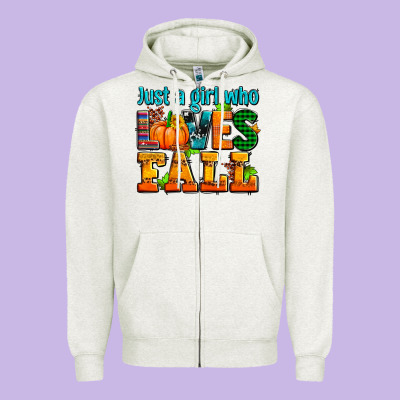 Just A Girl Who Loves Fall Zipper Hoodie Designed By Adodesignshop