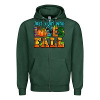 Sports Green just a girl who loves fall Zipper Hoodie - AdoDesignShop