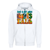 White just a girl who loves fall Zipper Hoodie - AdoDesignShop
