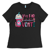 Black v is for valentine venti coffee cup Ladies Tee - OliviaCreatesArt