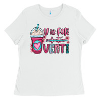 White v is for valentine venti coffee cup Ladies Tee - OliviaCreatesArt