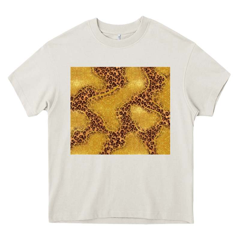 Gold Glitter With Leopard Pattern Heavy Core Tee by TumblerDesignByShophia | Teevron