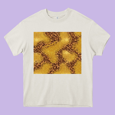 Gold Glitter With Leopard Pattern Heavy Core Tee Designed By Tumblerdesignbyshophia