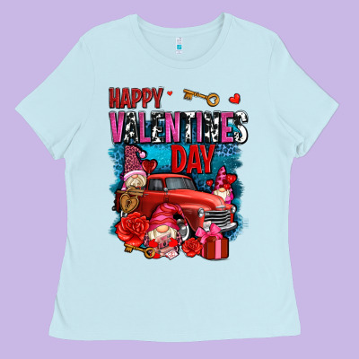 Happy Valentines Day With Gnomes And Truck Olivia Ladies Tee Designed By Oliviacreatesart