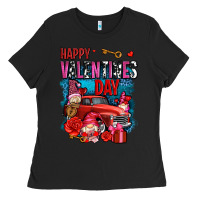 Black happy valentines day with gnomes and truck olivia Ladies Tee - OliviaCreatesArt