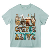 Arona coffee makes me feel alive skeleton coffee cups Heavy Core Tee - Jasminsmagicworld