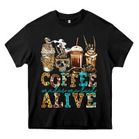 Black coffee makes me feel alive skeleton coffee cups Heavy Core Tee - Jasminsmagicworld