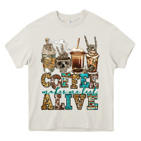 Cream coffee makes me feel alive skeleton coffee cups Heavy Core Tee - Jasminsmagicworld