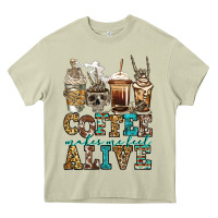 Mossy coffee makes me feel alive skeleton coffee cups Heavy Core Tee - Jasminsmagicworld