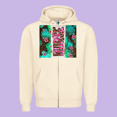 Pink Floral Nurse With Flowers Zipper Hoodie Designed By Adodesignshop