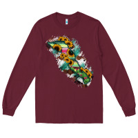 Burgundy Baja California Sur State Of Mexico Map Long Sleeve Tee - RanaPortraitStore