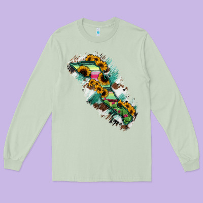 Baja California Sur State Of Mexico Map Long Sleeve Tee Designed By Ranaportraitstore