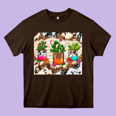 Cowhide Succulent Heavy Core Tee Designed By Tumblerdesignbyshophia