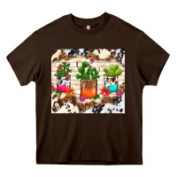 Chocolate Brown cowhide succulent Heavy Core Tee - TumblerDesignByShophia