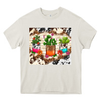 Cream cowhide succulent Heavy Core Tee - TumblerDesignByShophia