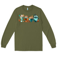 Army Green Winter Coffee Cups Long Sleeve Tee - FaDigitalArtStudio