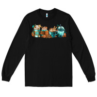 Black Winter Coffee Cups Long Sleeve Tee - FaDigitalArtStudio