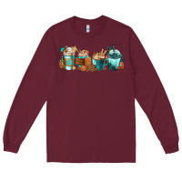 Burgundy Winter Coffee Cups Long Sleeve Tee - FaDigitalArtStudio