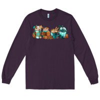 Plum Winter Coffee Cups Long Sleeve Tee - FaDigitalArtStudio