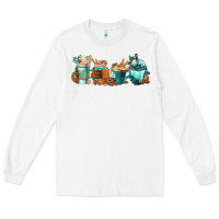 White Winter Coffee Cups Long Sleeve Tee - FaDigitalArtStudio