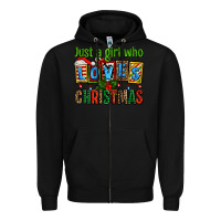 Black just a girl who loves christmas Zipper Hoodie - AdoDesignShop