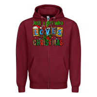 Burgundy just a girl who loves christmas Zipper Hoodie - AdoDesignShop