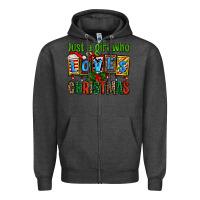Charcoal Heather just a girl who loves christmas Zipper Hoodie - AdoDesignShop