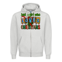 Dove Grey just a girl who loves christmas Zipper Hoodie - AdoDesignShop