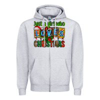 Heather Grey just a girl who loves christmas Zipper Hoodie - AdoDesignShop