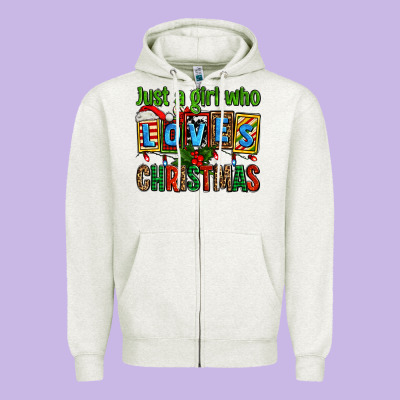 Just A Girl Who Loves Christmas Zipper Hoodie Designed By Adodesignshop