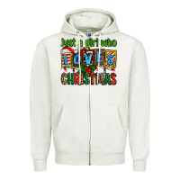 Oatmeal Heather just a girl who loves christmas Zipper Hoodie - AdoDesignShop